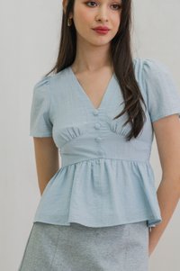 Winter Empire Waist Top In Light Blue