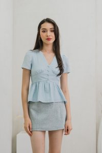 Winter Empire Waist Top In Light Blue
