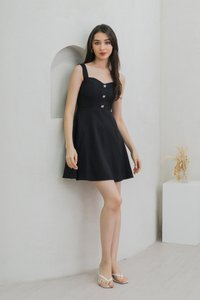 Raquita Ribbon Button Dress In Black (XS)