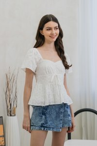 Ocean Denim Pocket Overlap Skort In Acid Wash (XS)