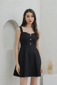 Raquita Ribbon Button Dress In Black (XS)