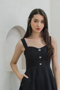 Raquita Ribbon Button Dress In Black (XS)