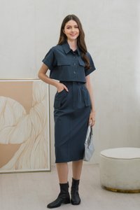 Casa Cargo Midi Skirt In Gunmetal (XS)