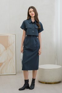 Casa Cargo Midi Skirt In Gunmetal (XS)