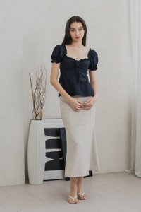 Phaedra Pintuck Ribbon Top In Navy (XS)