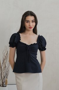 Phaedra Pintuck Ribbon Top In Navy (XS)