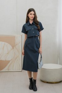 Casa Cargo Midi Skirt In Gunmetal (XS)