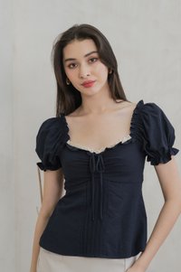 Phaedra Pintuck Ribbon Top In Navy (XS)