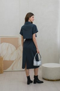 Casa Cargo Midi Skirt In Gunmetal (XS)