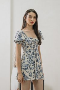 Verela Floral Ribbon Romper In Cream (XS)