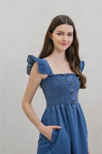 Delta Smocked Denim Dress (XL)