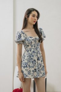 Verela Floral Ribbon Romper In Cream (XS)
