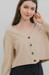 Calypso Two Piece Comfy Cardigan Top In Khaki (XXL)