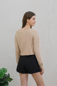 Calypso Two Piece Comfy Cardigan Top In Khaki (XXL)