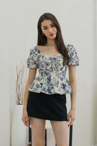 Verela Floral Ribbon Top In Cream (XS)