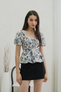 Verela Floral Ribbon Top In Cream (XS)