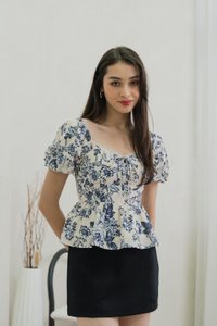 Verela Floral Ribbon Top In Cream (XS)