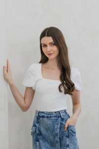 Ocean Denim Pocket Overlap Skort In Acid Wash (XS)