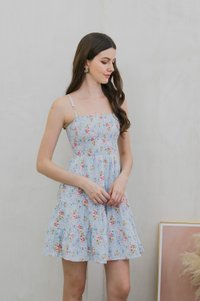 Winnie Smocked Fleur Camisole Dress In Blue