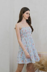 Winnie Smocked Fleur Camisole Dress In Blue