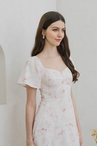 Rexa Ribbon Sweetheart Midi Dress in Pink (XS)