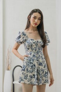 Verela Floral Ribbon Romper In Cream (XS)