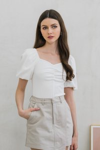 Caden Overlap Cargo Denim Skort In Sand (XS)