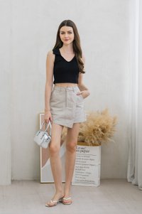 Kade Knit Collar Crop Top In Black
