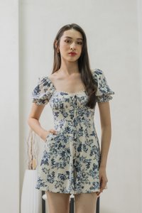 Verela Floral Ribbon Romper In Cream (XS)