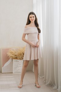 Violeta Off Shoulder Knitted Dress In Pink