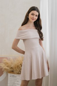 Violeta Off Shoulder Knitted Dress In Pink