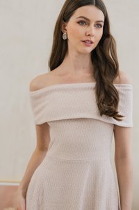 Violeta Off Shoulder Knitted Dress In Pink