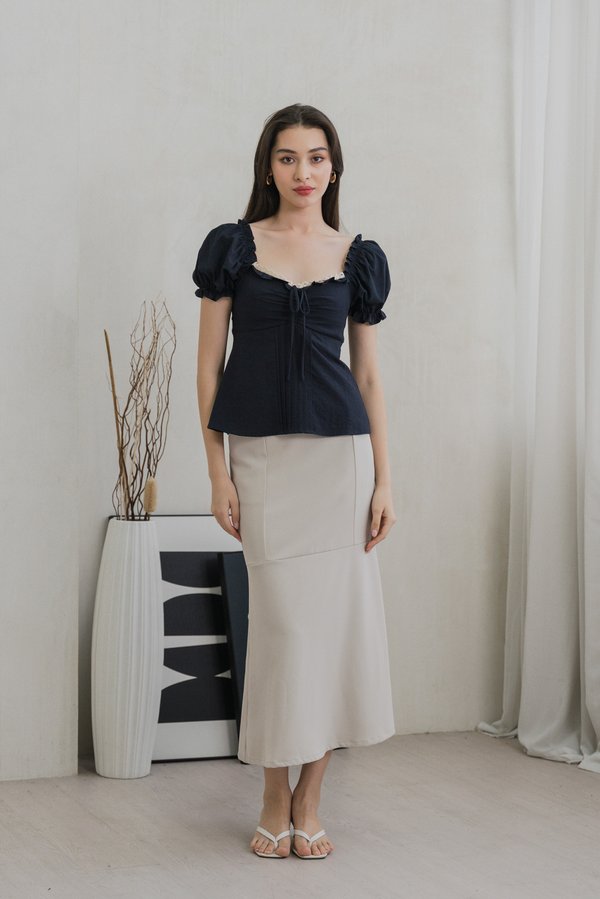Phaedra Pintuck Ribbon Top In Navy (XS)