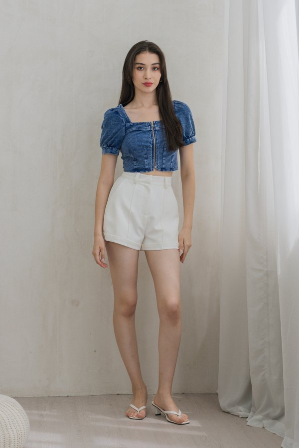 Devin Denim Front Zipper Crop Top (XS)