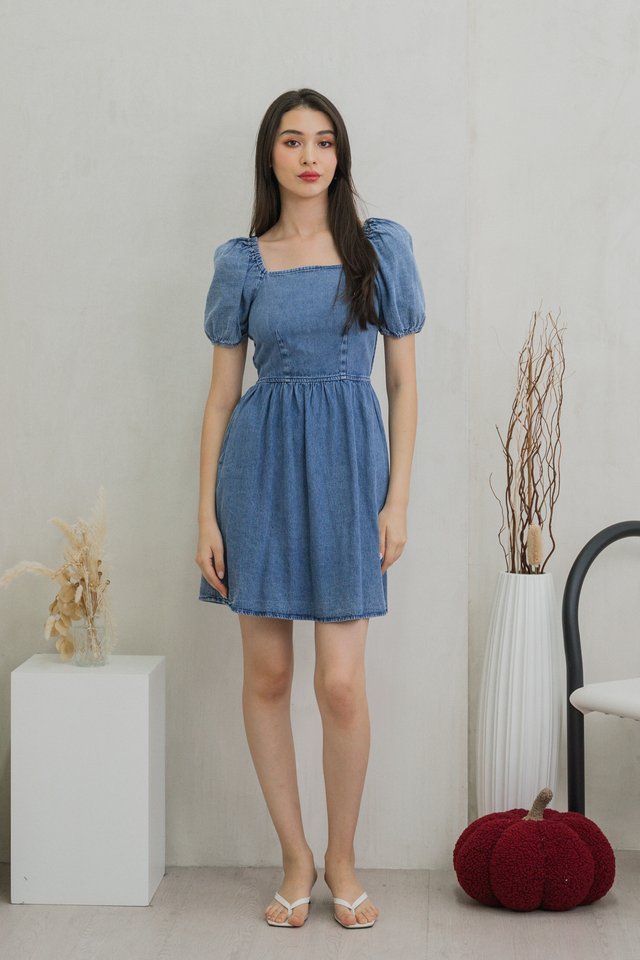 Nolana Denim Smocked Back Dress
