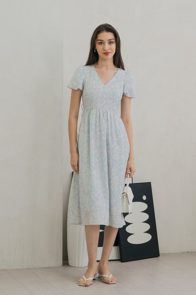 Camelia Floral Empire Waist Midi Dress