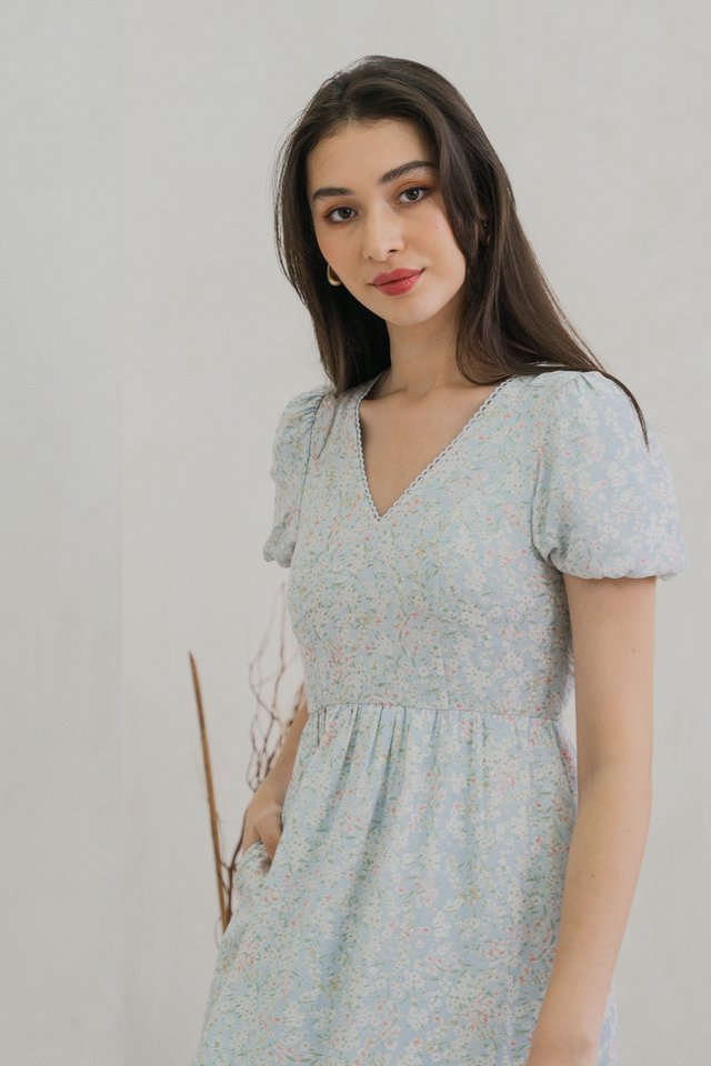 Camelia Floral Empire Waist Midi Dress