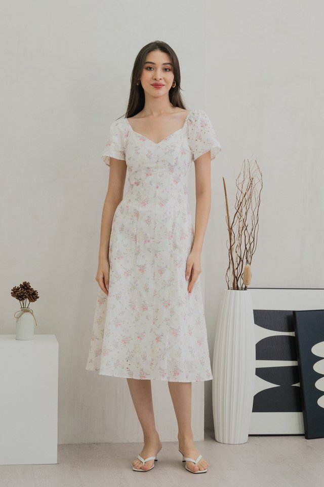 Sunbeam Floral Eyelet Midi Dress
