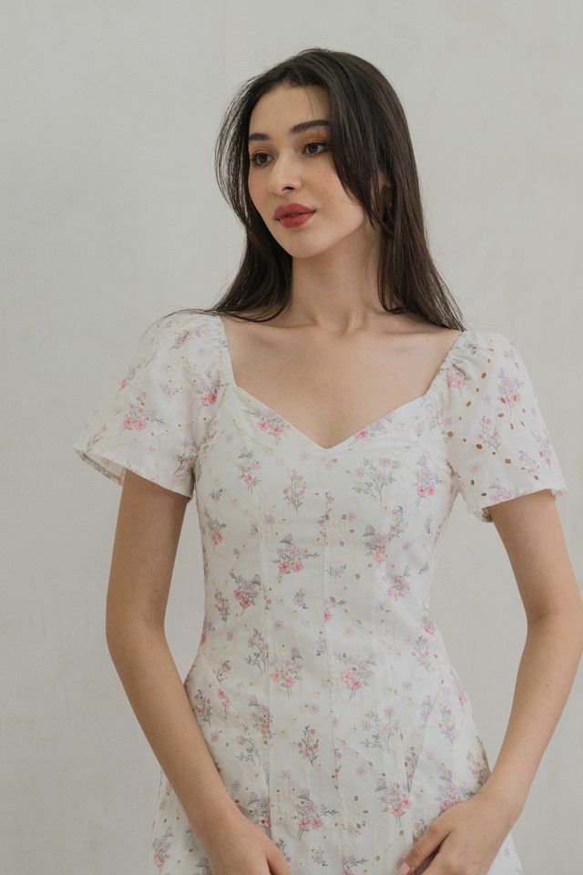 Sunbeam Floral Eyelet Midi Dress