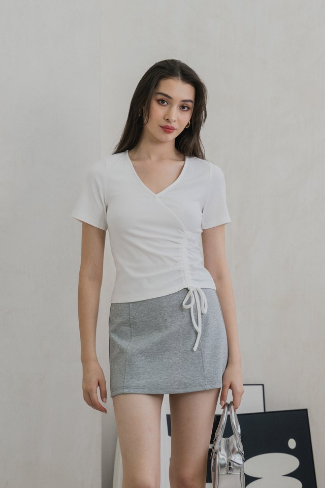 Ren Ruched Cotton Top In White
