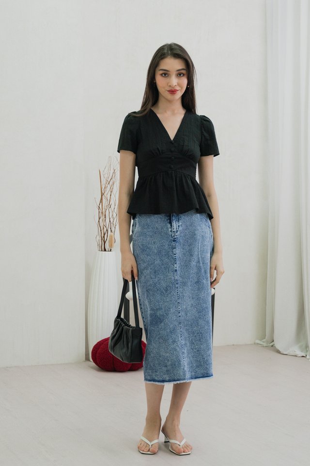 Winter Empire Waist Top In Black