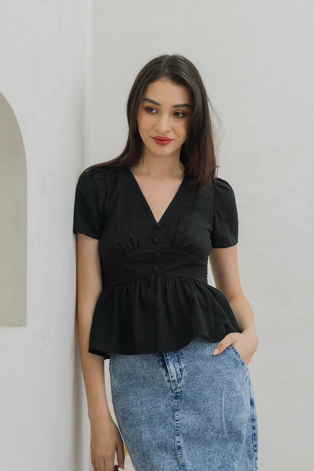 Winter Empire Waist Top In Black
