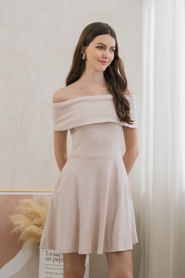 Violeta Off Shoulder Knitted Dress In Pink