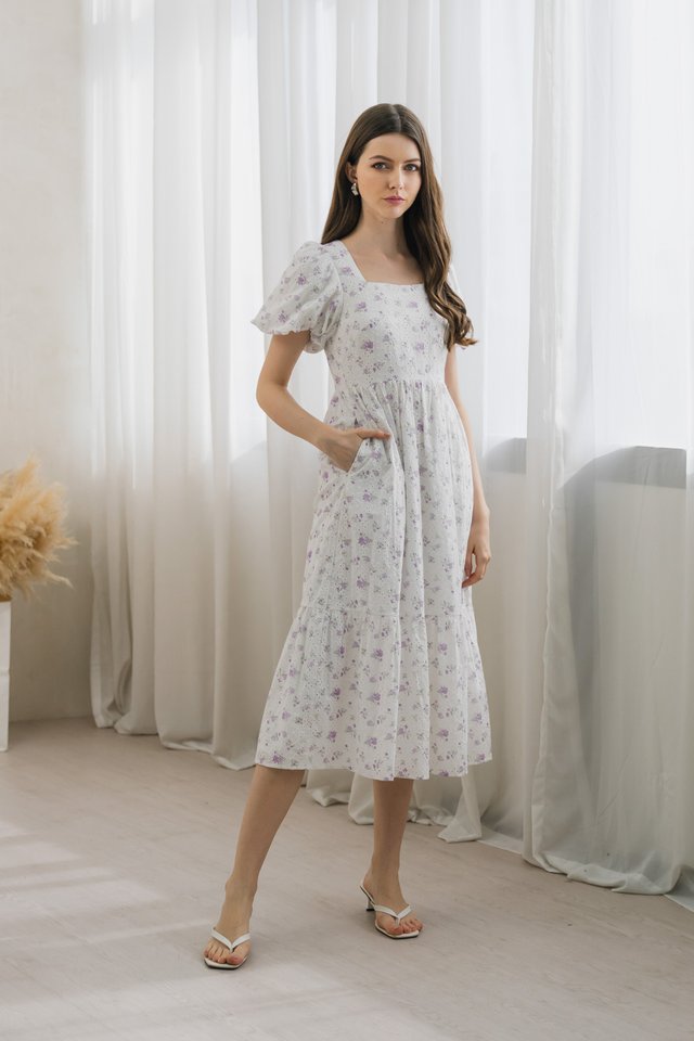 Iliana Eyelet Puff Sleeves Maxi Dress