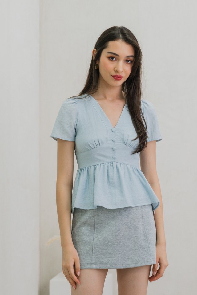 Winter Empire Waist Top In Light Blue
