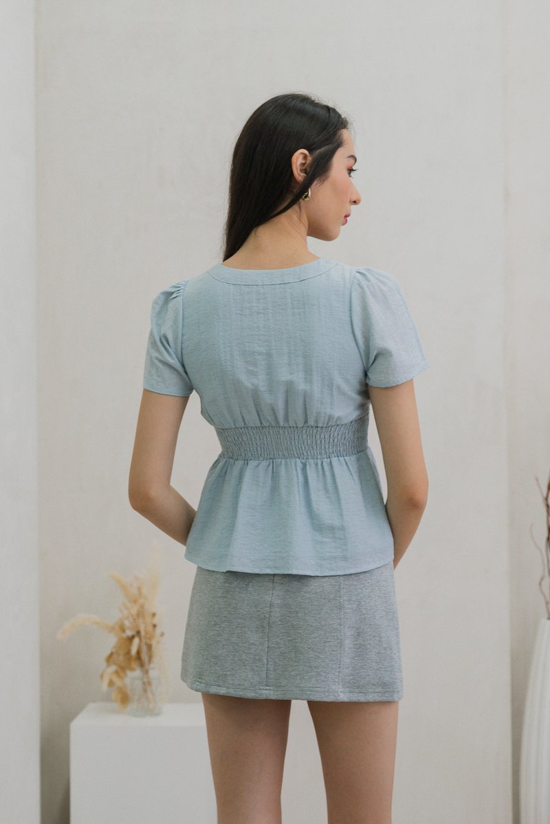 Winter Empire Waist Top In Light Blue