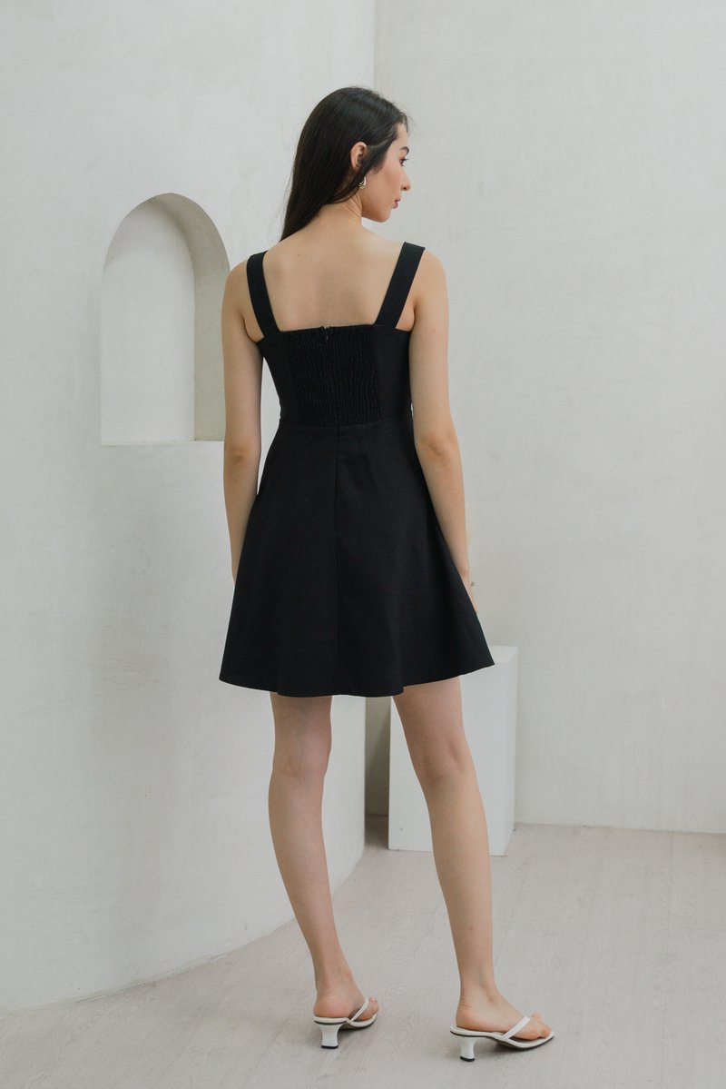 Raquita Ribbon Button Dress In Black (XS)