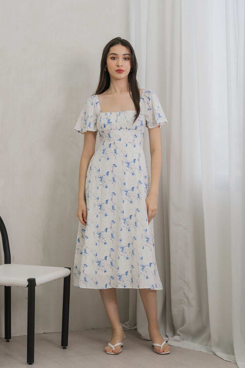 Aurora Ruched Midi Dress (XS)