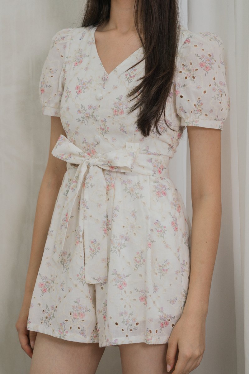 Sunbeam Floral Eyelet Romper (XS)