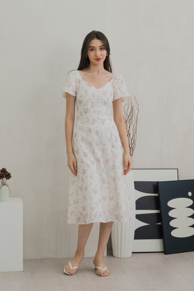 Sunbeam Floral Eyelet Midi Dress (XS)